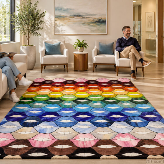 Allison Eden Studios Colorful Lip Mosaic Dental Office Lounge