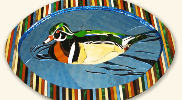 Allison Eden Studios Duck stained glass mirror mosaic artwork wm