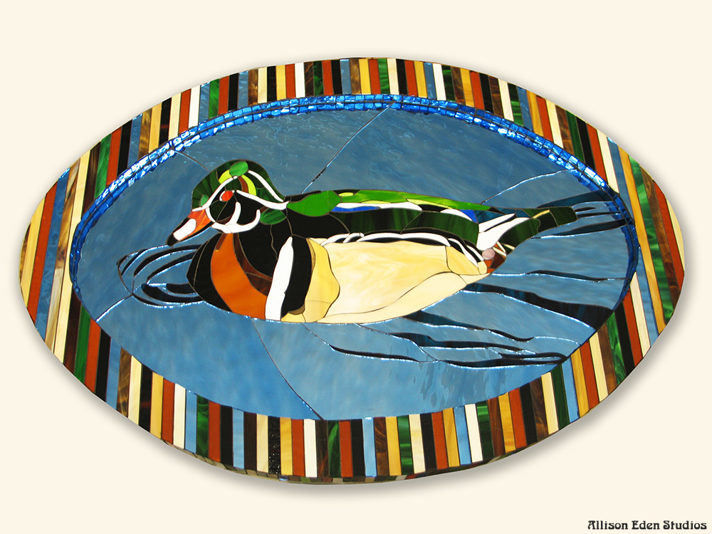 Allison Eden Studios Duck stained glass mirror mosaic artwork wm