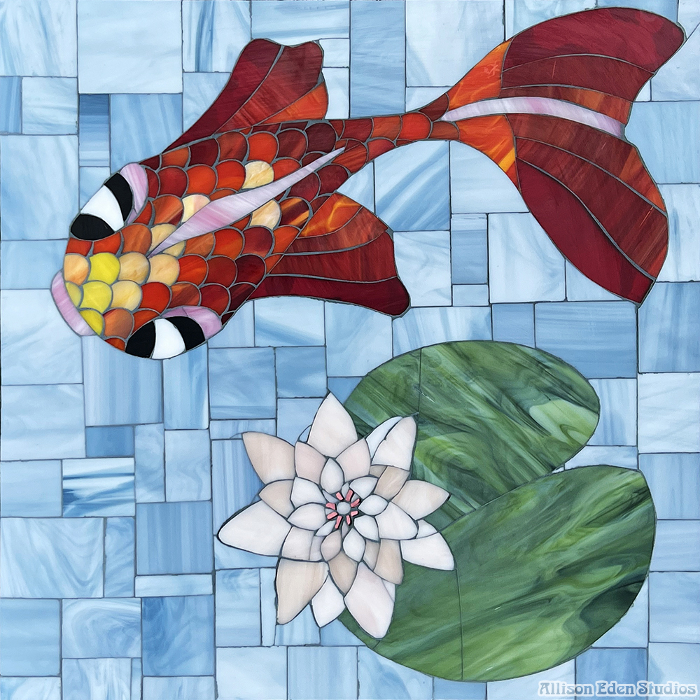 Allison Eden Studios Mosaic Koi Fish and Lilly Pads
