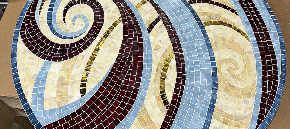 Allison Eden Studios Swirl on Swirl glass mosaic Tabletop