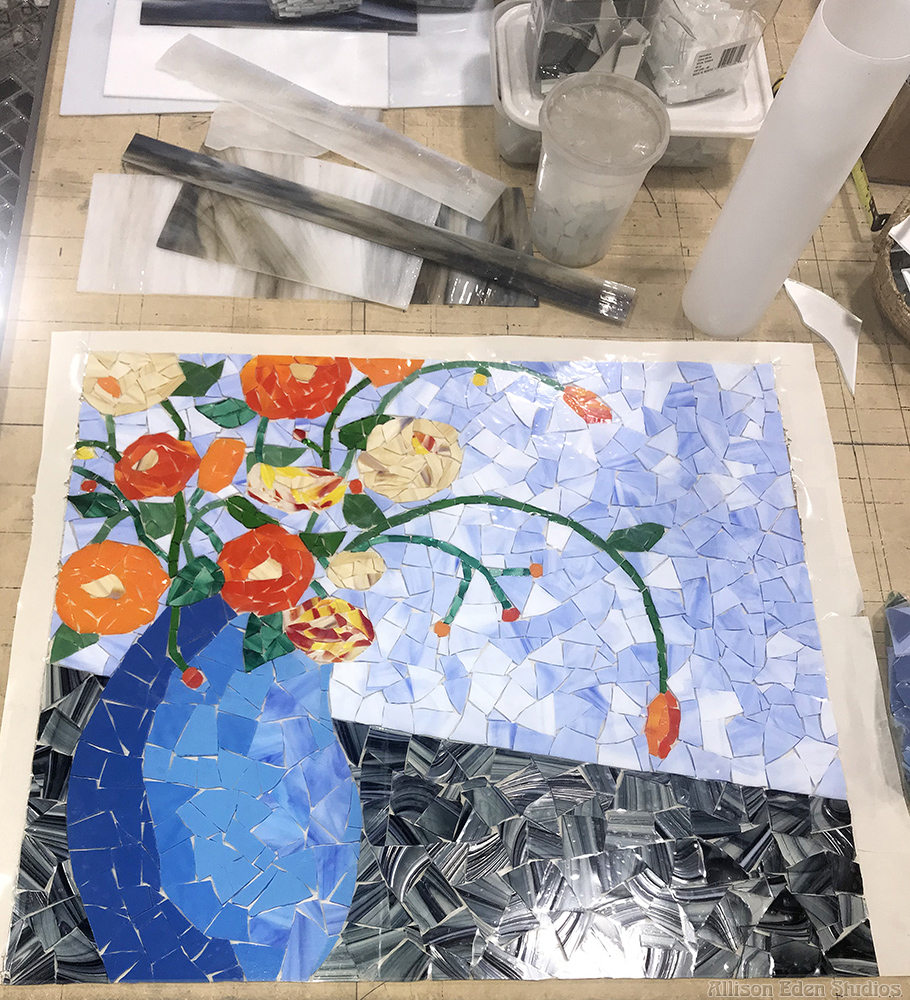 Allison Eden Studios mosaic flowers in vase artwork
