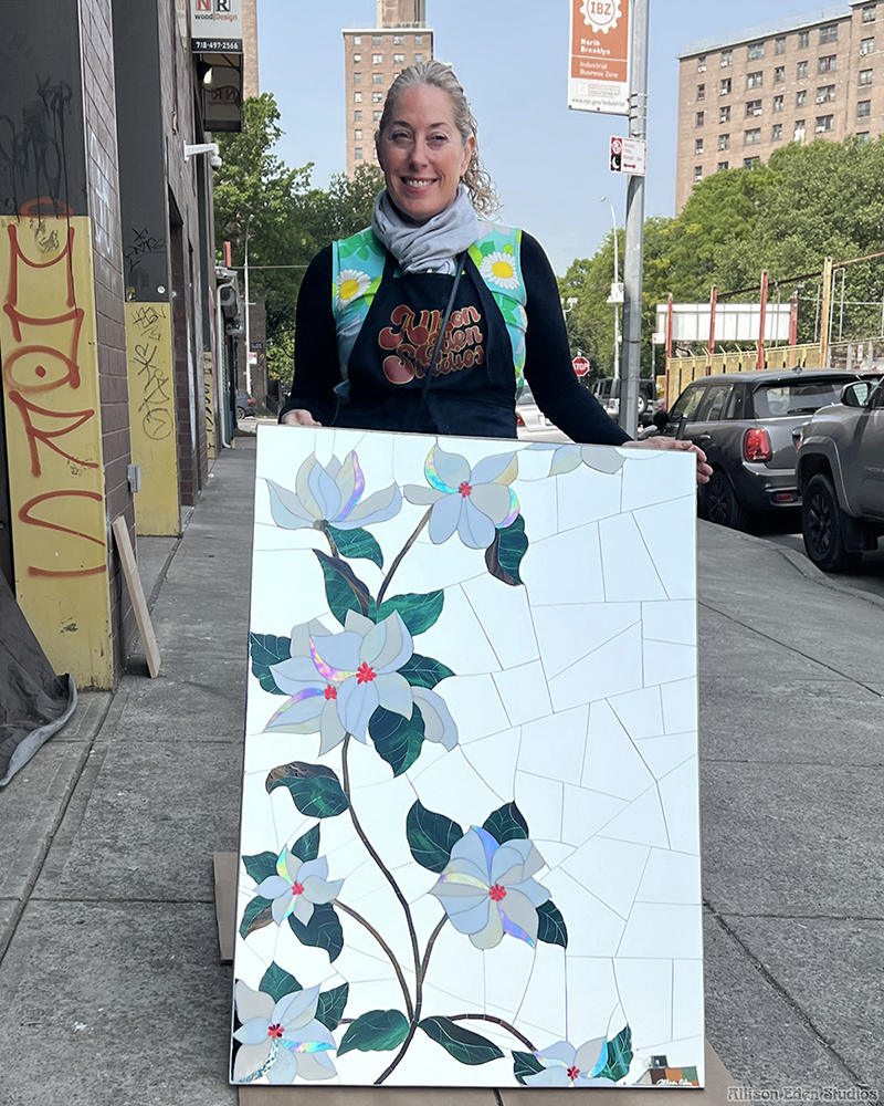 Allison Eden displays mosaic art piece on Brooklyn Street